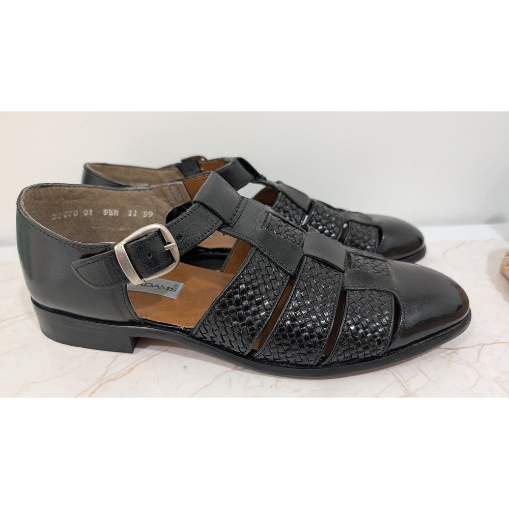 Stacy Adams Mens Black Woven Leather Fisherman Sandals 9.5M Dress Shoes Huraches
